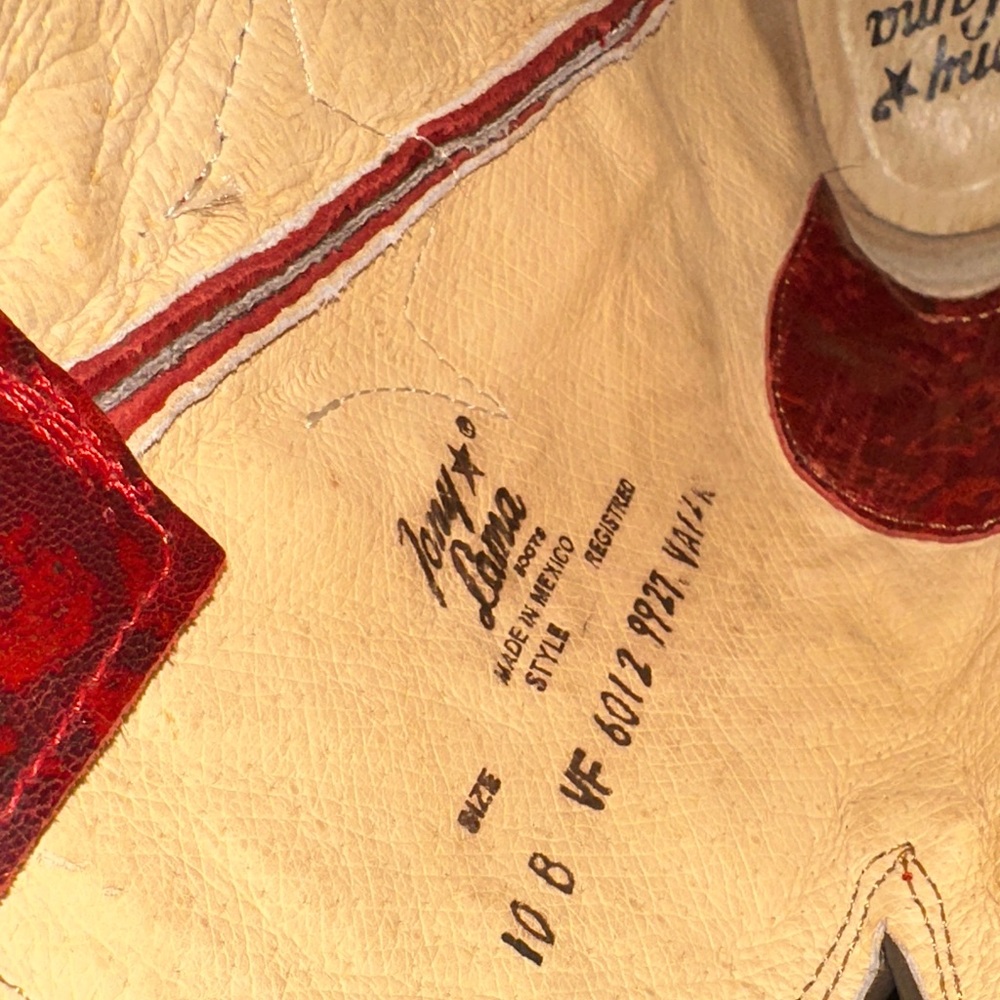 Tony Lama Red Embroidered Western Boots - Picture 4 of 10